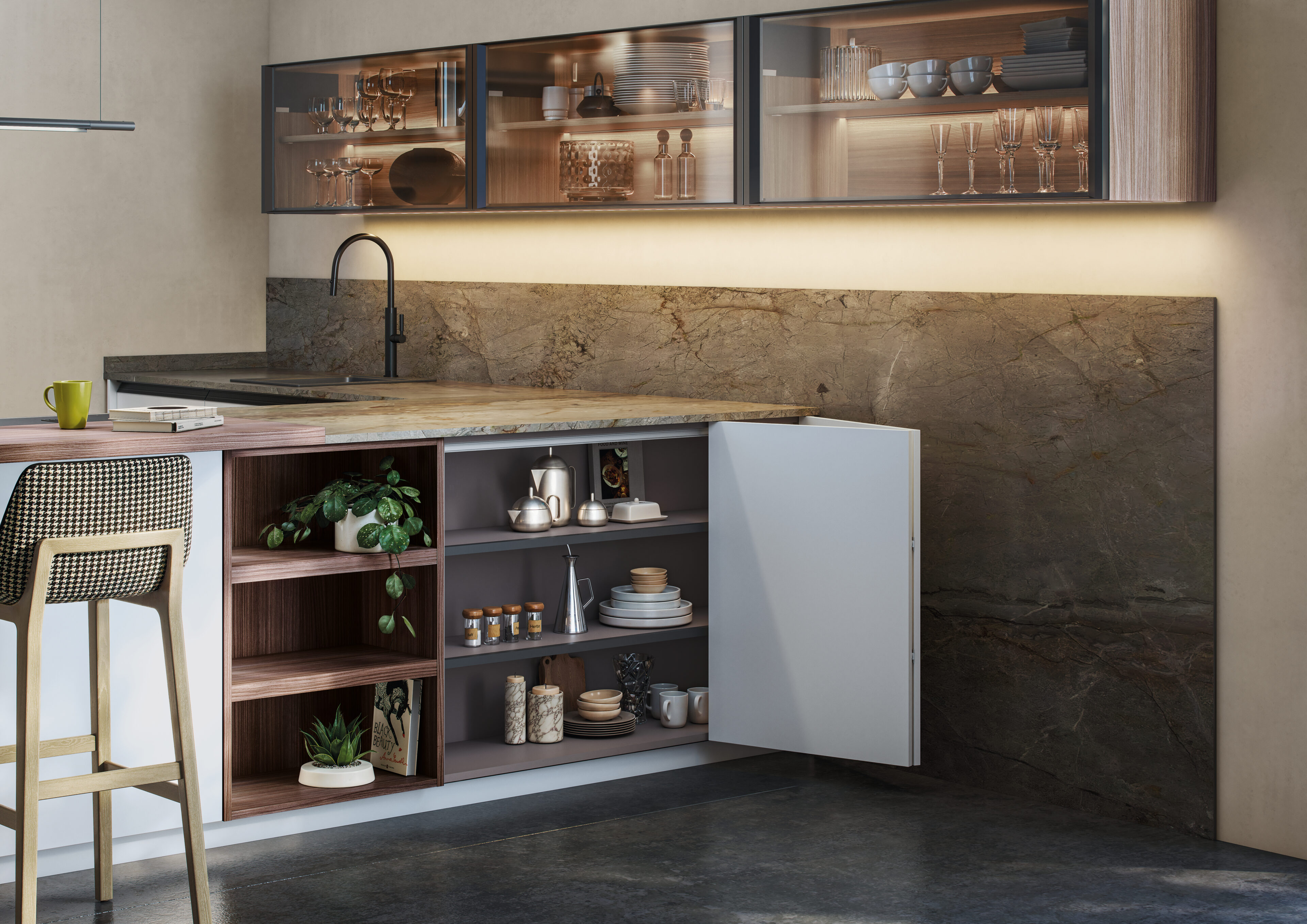 Cocina moderna de Nexo Küchen con diseño funcional y estético, mostrando soluciones personalizadas e innovadoras.
